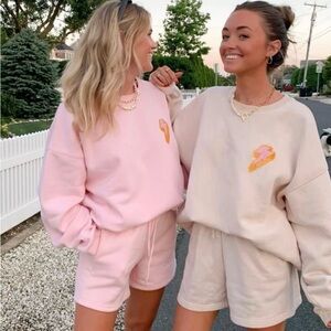 STARFIT SPRING BOLT CREWNECK LONG SLEEVE SWEATSHIRT PINK - L/XL